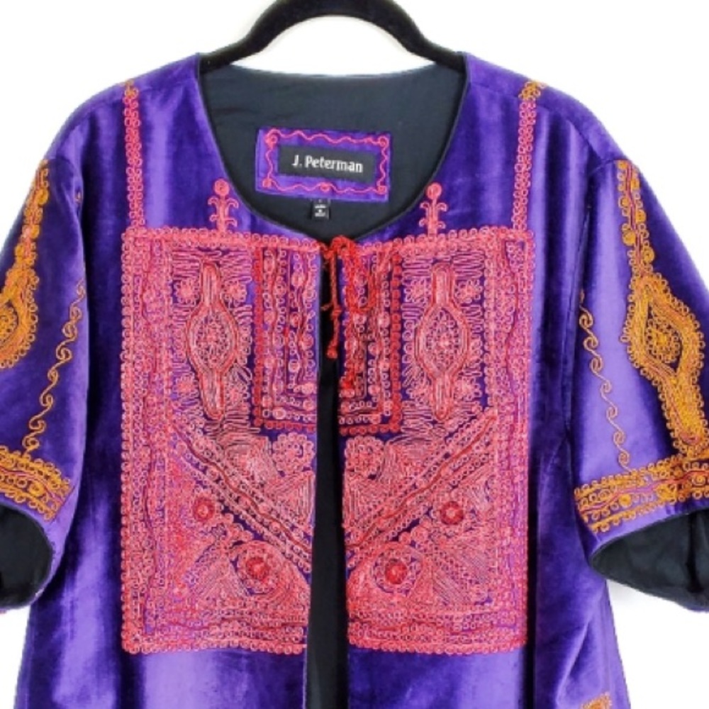 Embroidery  Velvet Palestinian Style Kimono Jacket
